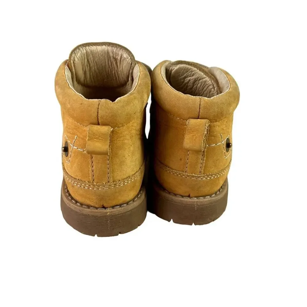 Ciciban Kids Boots Toddler 25 Yellow Leather Upper Lining Casual Play Hiking